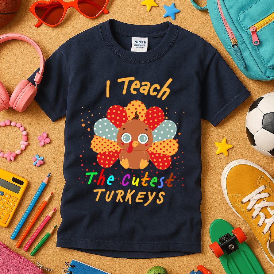I Teach The Cutest Turkeys Kids T-Shirt