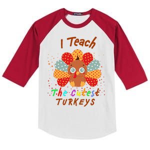 I Teach The Cutest Turkeys Kids Colorblock Raglan Jersey