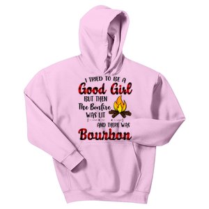 I Tried To Be A Good But Then The Bonfire Bourbon Gift Kids Hoodie