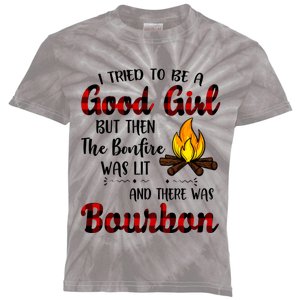 I Tried To Be A Good But Then The Bonfire Bourbon Gift Kids Tie-Dye T-Shirt