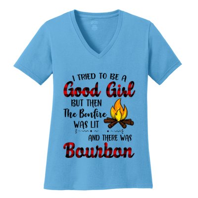 I Tried To Be A Good But Then The Bonfire Bourbon Gift Women's V-Neck T-Shirt