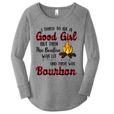 I Tried To Be A Good But Then The Bonfire Bourbon Gift Women's Perfect Tri Tunic Long Sleeve Shirt