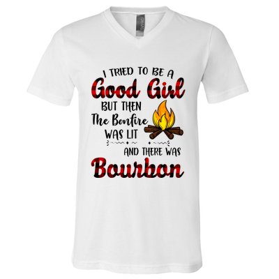 I Tried To Be A Good But Then The Bonfire Bourbon Gift V-Neck T-Shirt