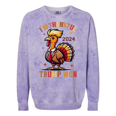 IM Thankful Trump Won Thanksgiving Trump Autumn Turkey 2024 Colorblast Crewneck Sweatshirt