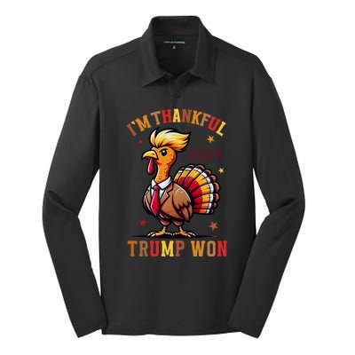 IM Thankful Trump Won Thanksgiving Trump Autumn Turkey 2024 Silk Touch Performance Long Sleeve Polo