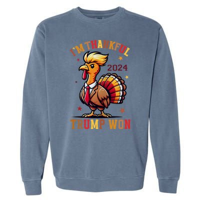 IM Thankful Trump Won Thanksgiving Trump Autumn Turkey 2024 Garment-Dyed Sweatshirt