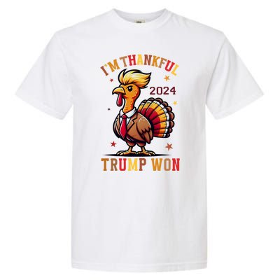 IM Thankful Trump Won Thanksgiving Trump Autumn Turkey 2024 Garment-Dyed Heavyweight T-Shirt