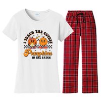 I Teach The Cutest Pumpkins In The Patch Halloween Teacher Women's Flannel Pajama Set