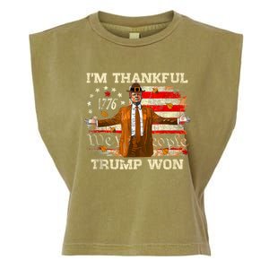 IM Thankful Trump Won Thanksgiving Turkey Fall Garment-Dyed Women's Muscle Tee