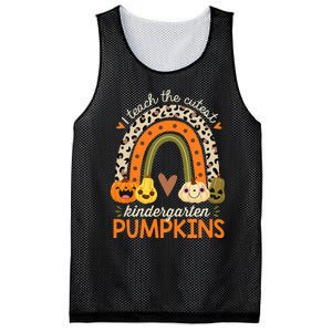 I Teach The Cutest Kindergarten Pumpkin Halloween Teacher Mesh Reversible Basketball Jersey Tank