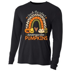 I Teach The Cutest Kindergarten Pumpkin Halloween Teacher Cooling Performance Long Sleeve Crew