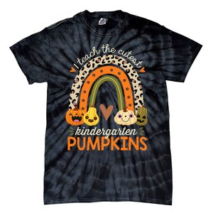 I Teach The Cutest Kindergarten Pumpkin Halloween Teacher Tie-Dye T-Shirt