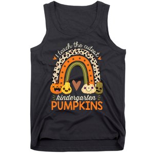 I Teach The Cutest Kindergarten Pumpkin Halloween Teacher Tank Top