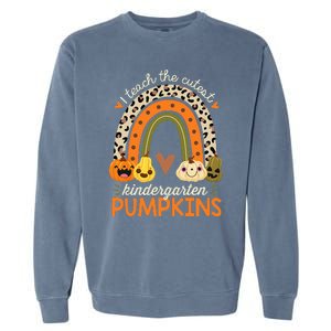 I Teach The Cutest Kindergarten Pumpkin Halloween Teacher Garment-Dyed Sweatshirt