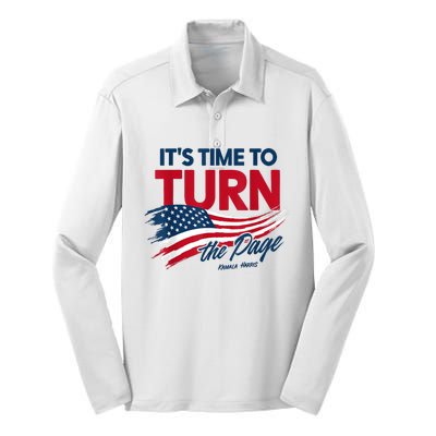 ItS Time To Turn The Page Kamala Harris President Silk Touch Performance Long Sleeve Polo