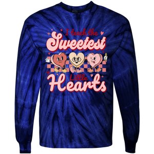 I Teach The Sweetest Hearts Retro Teacher Valentines Day Tie-Dye Long Sleeve Shirt