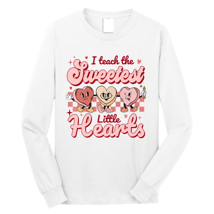 I Teach The Sweetest Hearts Retro Teacher Valentines Day Long Sleeve Shirt