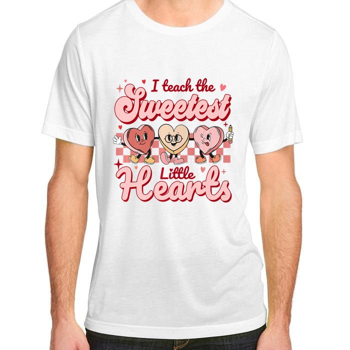 I Teach The Sweetest Hearts Retro Teacher Valentines Day Adult ChromaSoft Performance T-Shirt