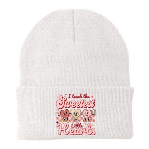 I Teach The Sweetest Hearts Retro Teacher Valentines Day Knit Cap Winter Beanie