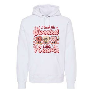 I Teach The Sweetest Hearts Retro Teacher Valentines Day Premium Hoodie