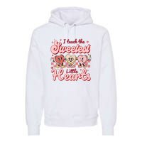 I Teach The Sweetest Hearts Retro Teacher Valentines Day Premium Hoodie