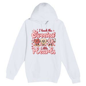 I Teach The Sweetest Hearts Retro Teacher Valentines Day Premium Pullover Hoodie