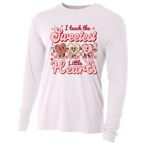 I Teach The Sweetest Hearts Retro Teacher Valentines Day Cooling Performance Long Sleeve Crew