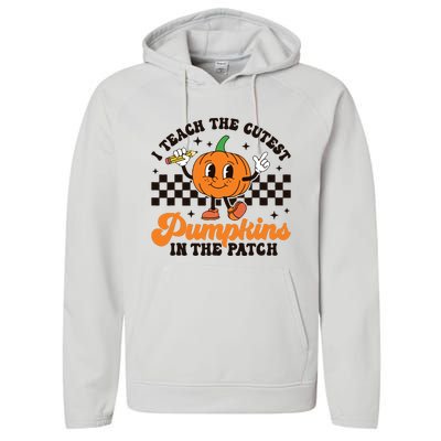 I Teach The Cutest Pumpkins In The Patch Groovy Teacher Fall Performance Fleece Hoodie