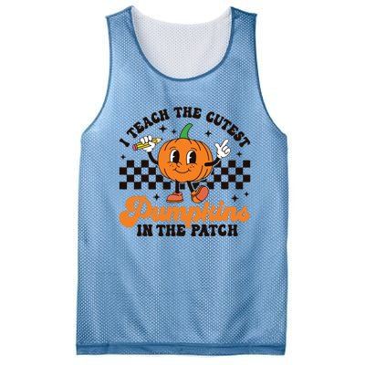 I Teach The Cutest Pumpkins In The Patch Groovy Teacher Fall Mesh Reversible Basketball Jersey Tank