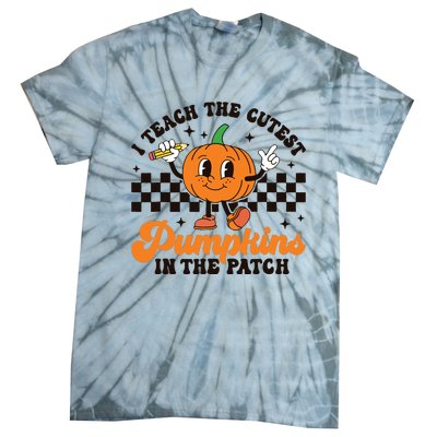 I Teach The Cutest Pumpkins In The Patch Groovy Teacher Fall Tie-Dye T-Shirt