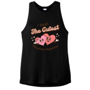 I Teach The Cutest Preschool Valentines Retro Hearts Teacher Gift Ladies PosiCharge Tri-Blend Wicking Tank