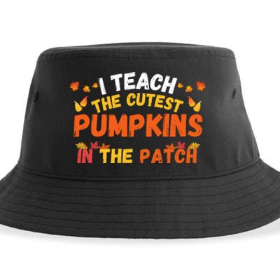 I Teach The Cutest Pumpkins Teacher Halloween Cute Jackolantern Teach Cutest Sustainable Bucket Hat