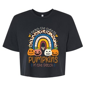 I Teach The Cutest Pumpkins In The Patch Teacher Halloween 1780 Bella+Canvas Jersey Crop Tee