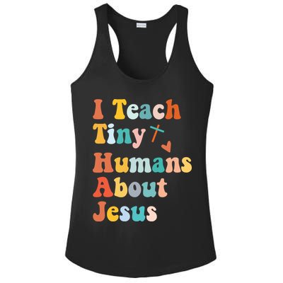I Teach Tiny Humans About Jesus Teacher Ladies PosiCharge Competitor Racerback Tank