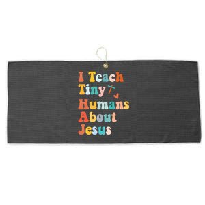 I Teach Tiny Humans About Jesus Teacher Large Microfiber Waffle Golf Towel