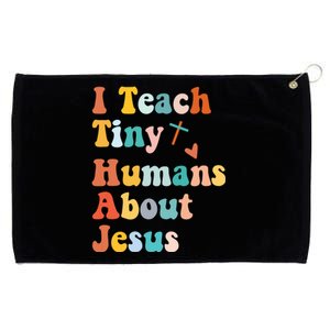 I Teach Tiny Humans About Jesus Teacher Grommeted Golf Towel