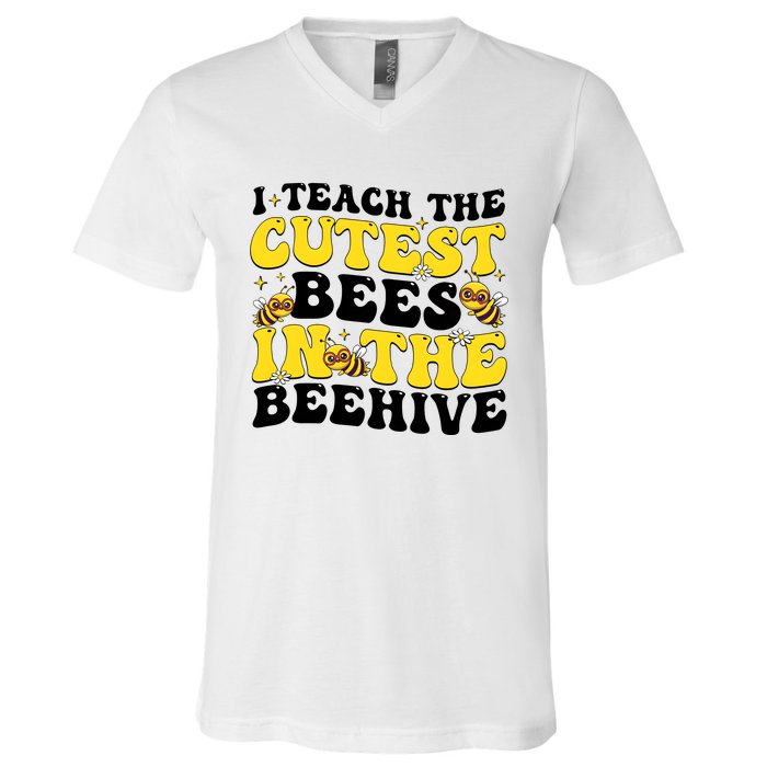 I Teach The Cutest Bees In The Beehive V-Neck T-Shirt