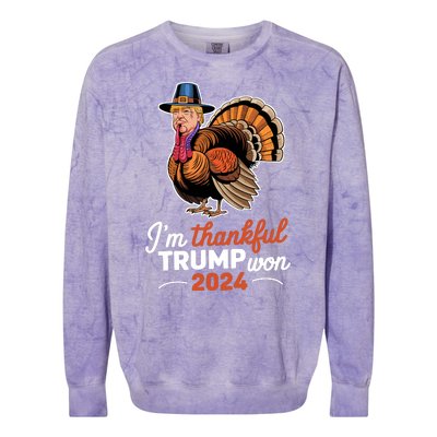 Im Thankful Trump Won 2024 Colorblast Crewneck Sweatshirt