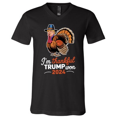 Im Thankful Trump Won 2024 V-Neck T-Shirt