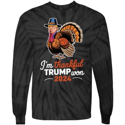 Im Thankful Trump Won 2024 Tie-Dye Long Sleeve Shirt