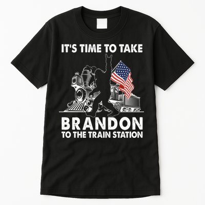 It's Time To Take Brandon To The Train Station Bigfoot USA Flag Tall T-Shirt
