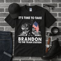 It's Time To Take Brandon To The Train Station Bigfoot USA Flag Tall T-Shirt