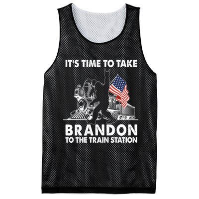 It's Time To Take Brandon To The Train Station Bigfoot USA Flag Mesh Reversible Basketball Jersey Tank