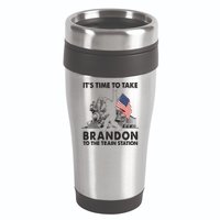 It's Time To Take Brandon To The Train Station Bigfoot USA Flag 16oz Travel Tumbler