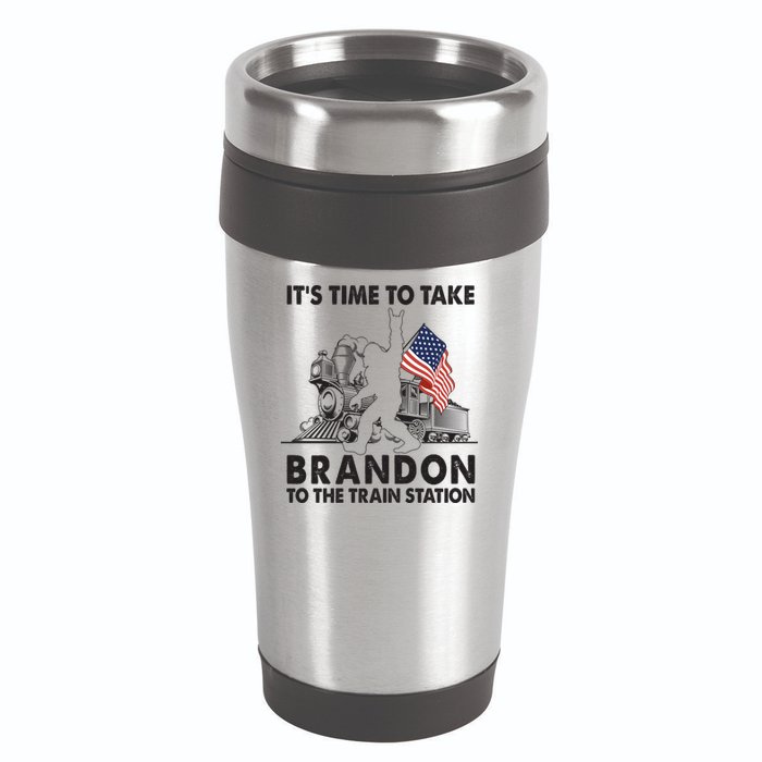 It's Time To Take Brandon To The Train Station Bigfoot USA Flag 16oz Travel Tumbler
