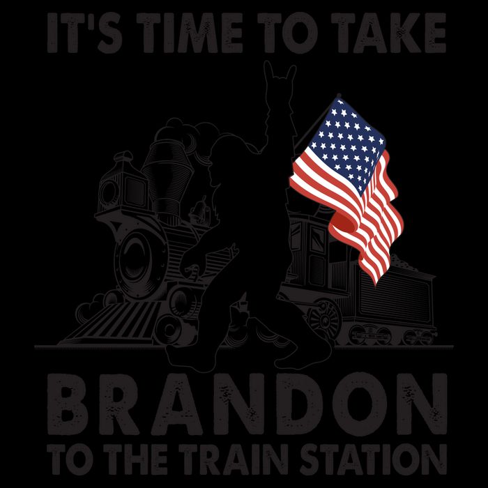 It's Time To Take Brandon To The Train Station Bigfoot USA Flag 16oz Travel Tumbler