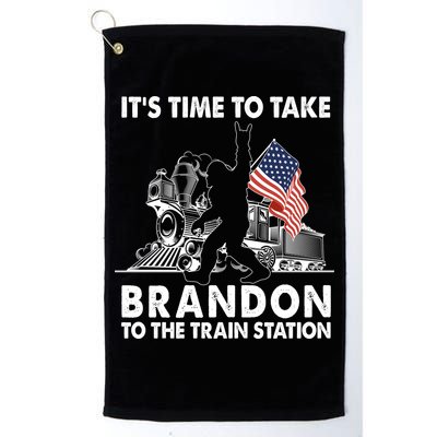 It's Time To Take Brandon To The Train Station Bigfoot USA Flag Golf Towel