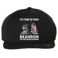 It's Time To Take Brandon To The Train Station Bigfoot USA Flag Wool Snapback Cap