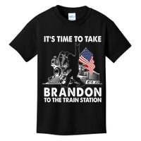 It's Time To Take Brandon To The Train Station Bigfoot USA Flag Kids T-Shirt