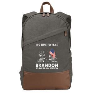 It's Time To Take Brandon To The Train Station Bigfoot USA Flag Cotton Canvas Backpack